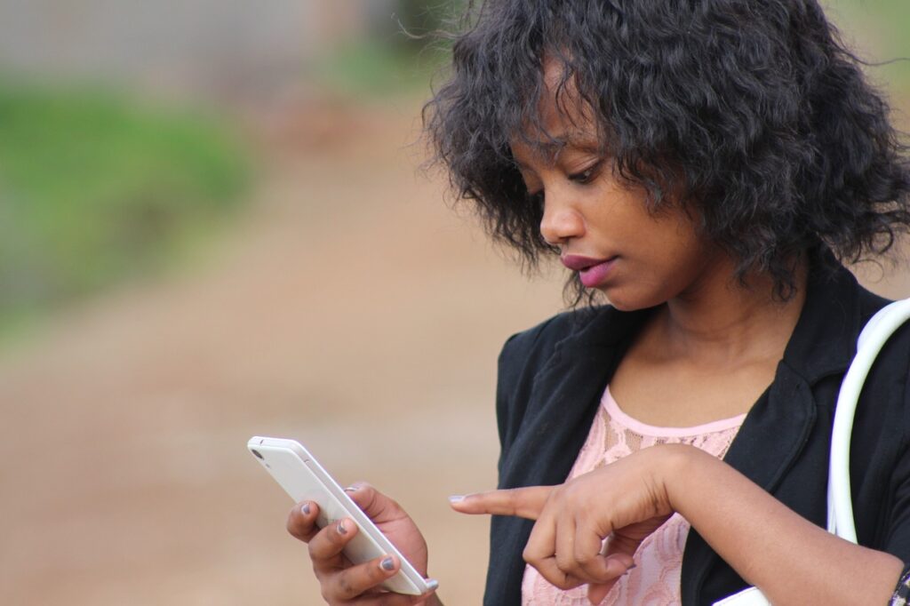 phone, female, lady